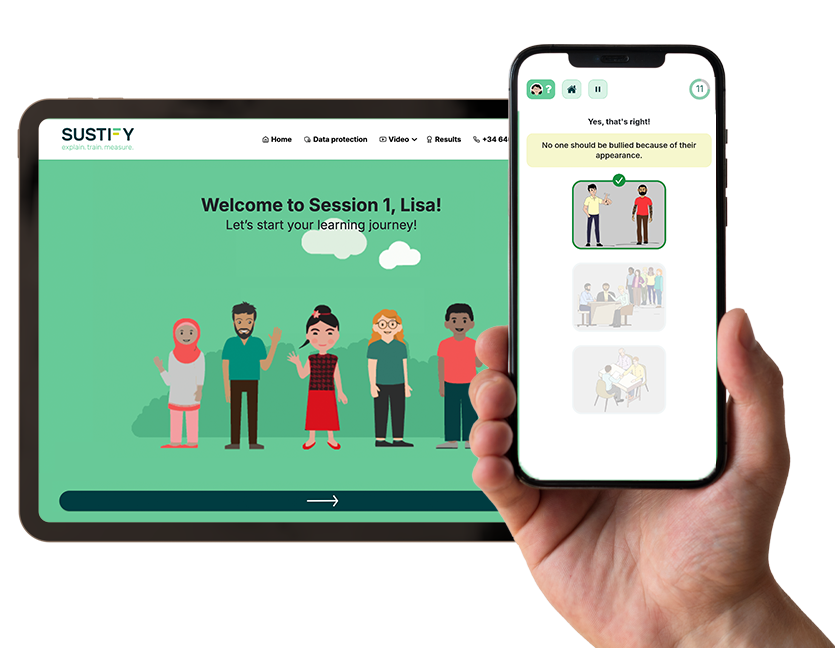Sustify app on tablet and smartphone